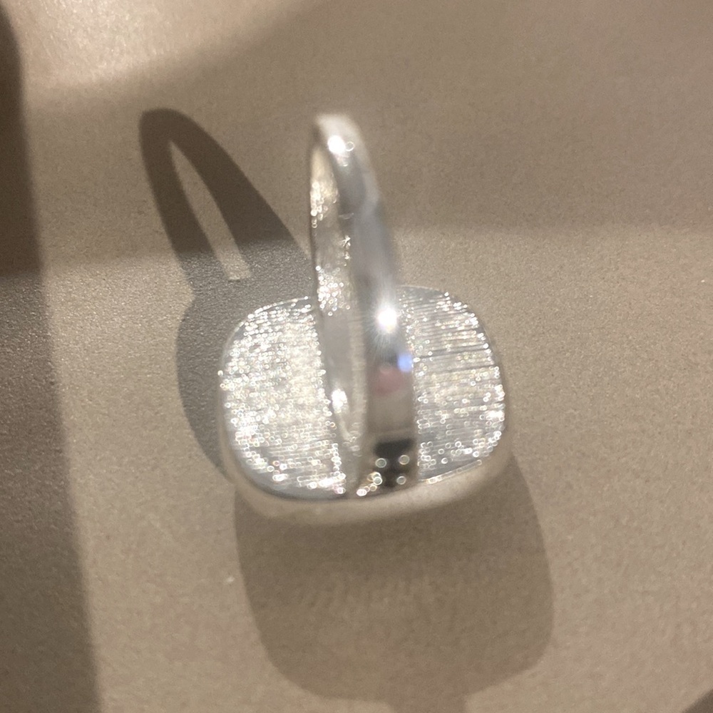 Silver Black Faceted Stone Statement Ring - image 5